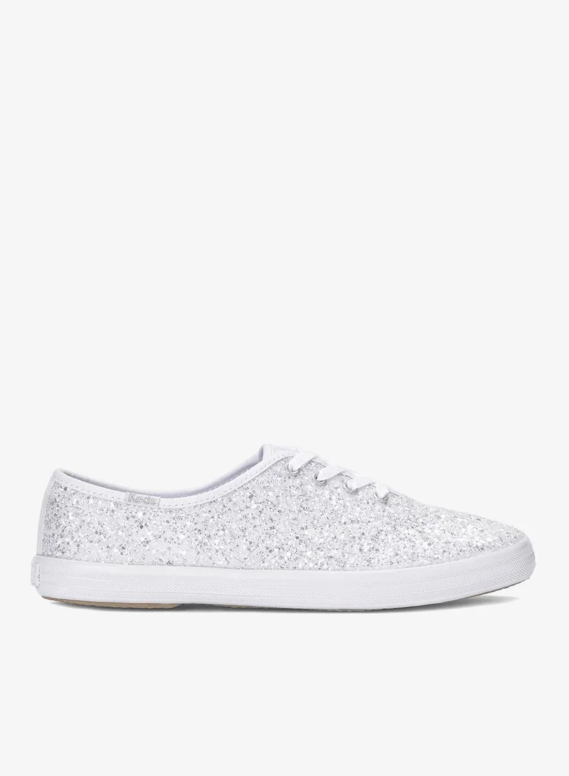 Keds Keds Women's Champion Lace Up Glitter Textile Casual Sneaker White